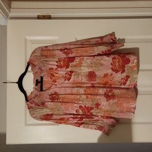 Pink floral loose blouse - Talbots- size large